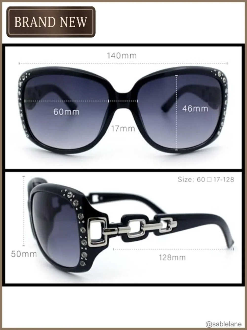 Oversized Rhinestone Sunglasses Women UV400 Rectangular